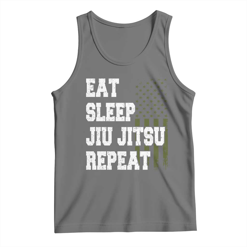 Eat Sleep Jiu Jitsu Repeat Tank Top Cool JiuJitsu BJJ American Flag - Wonder Print Shop
