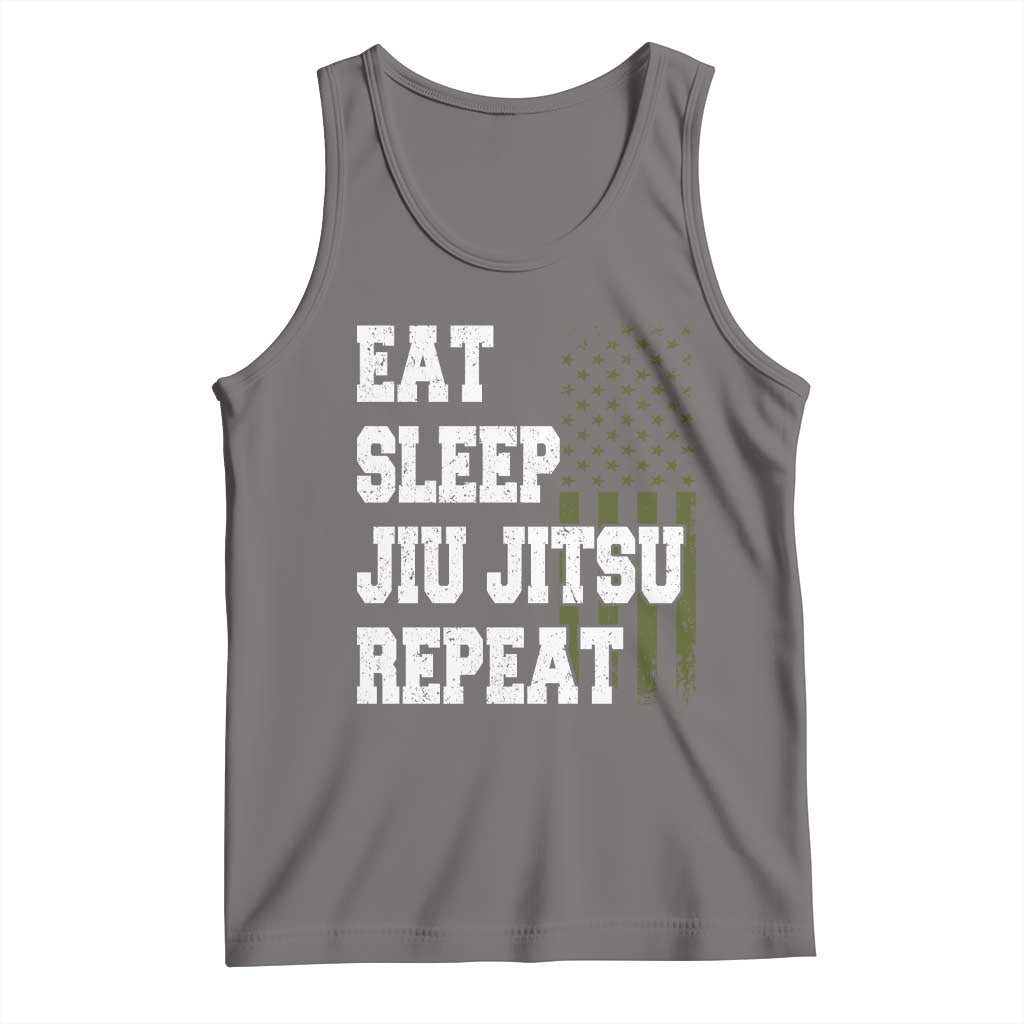 Eat Sleep Jiu Jitsu Repeat Tank Top Cool JiuJitsu BJJ American Flag - Wonder Print Shop
