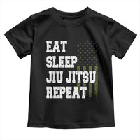 Eat Sleep Jiu Jitsu Repeat Toddler T Shirt Cool JiuJitsu BJJ American Flag - Wonder Print Shop