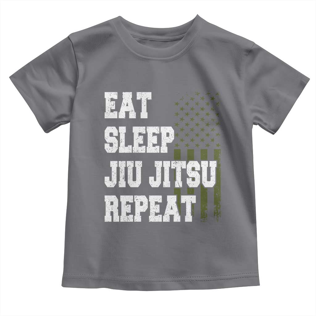 Eat Sleep Jiu Jitsu Repeat Toddler T Shirt Cool JiuJitsu BJJ American Flag - Wonder Print Shop