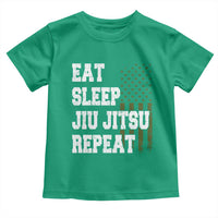 Eat Sleep Jiu Jitsu Repeat Toddler T Shirt Cool JiuJitsu BJJ American Flag - Wonder Print Shop