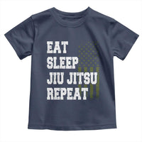 Eat Sleep Jiu Jitsu Repeat Toddler T Shirt Cool JiuJitsu BJJ American Flag - Wonder Print Shop