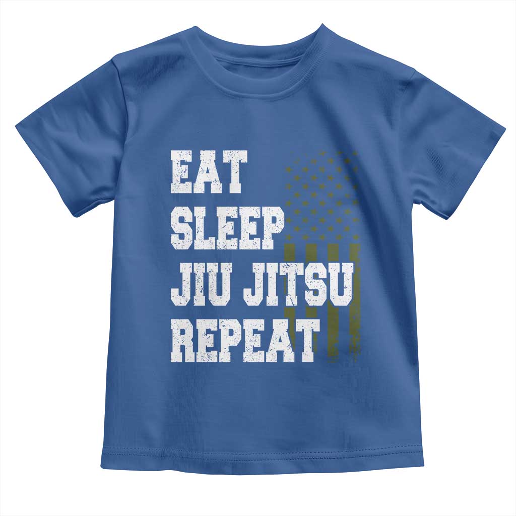 Eat Sleep Jiu Jitsu Repeat Toddler T Shirt Cool JiuJitsu BJJ American Flag - Wonder Print Shop