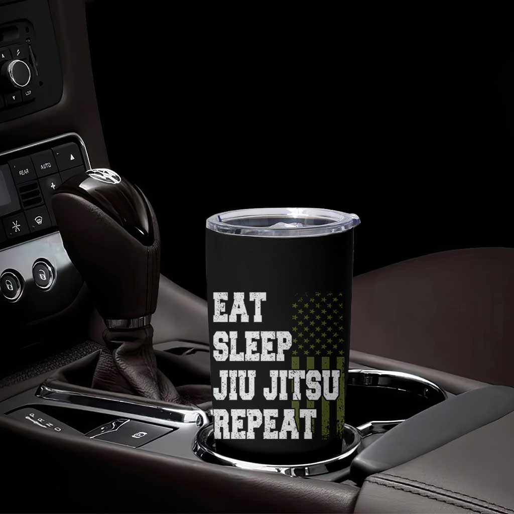 Eat Sleep Jiu Jitsu Repeat Tumbler Cup Cool JiuJitsu BJJ American Flag - Wonder Print Shop