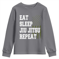 Eat Sleep Jiu Jitsu Repeat Youth Sweatshirt Cool JiuJitsu BJJ American Flag - Wonder Print Shop
