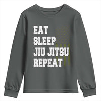 Eat Sleep Jiu Jitsu Repeat Youth Sweatshirt Cool JiuJitsu BJJ American Flag - Wonder Print Shop