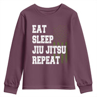 Eat Sleep Jiu Jitsu Repeat Youth Sweatshirt Cool JiuJitsu BJJ American Flag - Wonder Print Shop