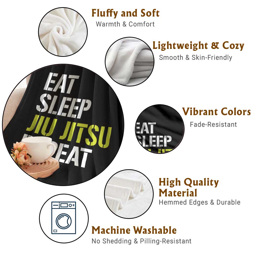 Eat Sleep Jiu Jitsu Repeat Throw Blanket Cool JiuJitsu BJJ - Wonder Print Shop