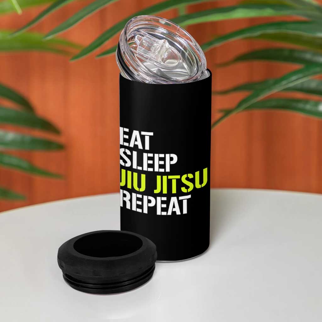Eat Sleep Jiu Jitsu Repeat 4 in 1 Can Cooler Tumbler Cool JiuJitsu BJJ - Wonder Print Shop