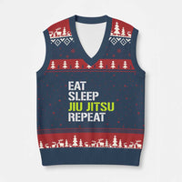 Eat Sleep Jiu Jitsu Repeat V-Neck Knit Sweater Vest Cool JiuJitsu BJJ - Wonder Print Shop
