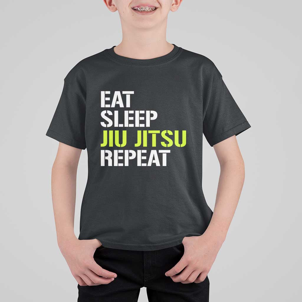 Eat Sleep Jiu Jitsu Repeat T Shirt For Kid Cool JiuJitsu BJJ - Wonder Print Shop