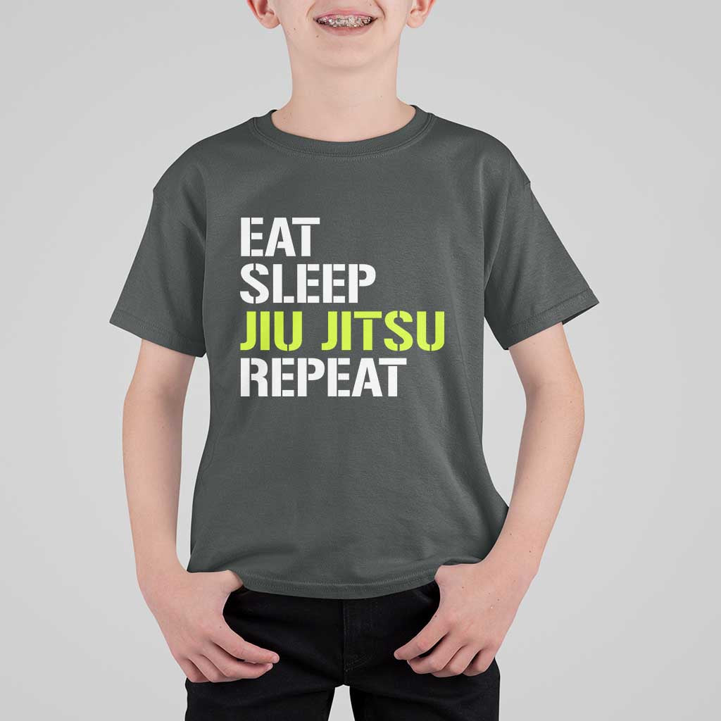 Eat Sleep Jiu Jitsu Repeat T Shirt For Kid Cool JiuJitsu BJJ - Wonder Print Shop