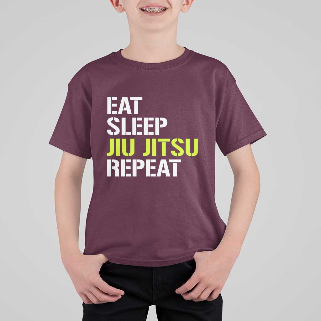 Eat Sleep Jiu Jitsu Repeat T Shirt For Kid Cool JiuJitsu BJJ - Wonder Print Shop