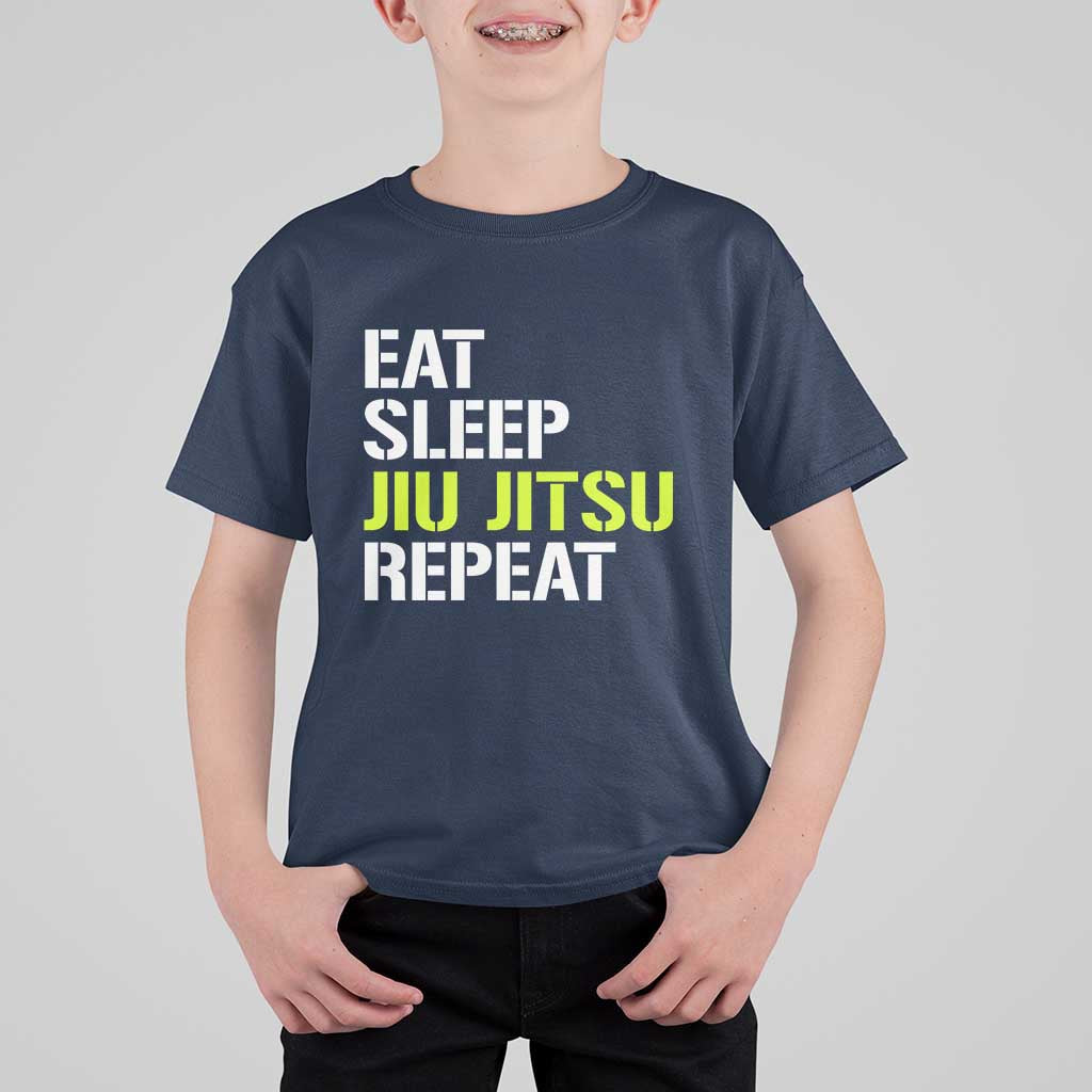 Eat Sleep Jiu Jitsu Repeat T Shirt For Kid Cool JiuJitsu BJJ - Wonder Print Shop