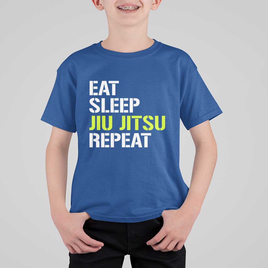 Eat Sleep Jiu Jitsu Repeat T Shirt For Kid Cool JiuJitsu BJJ - Wonder Print Shop