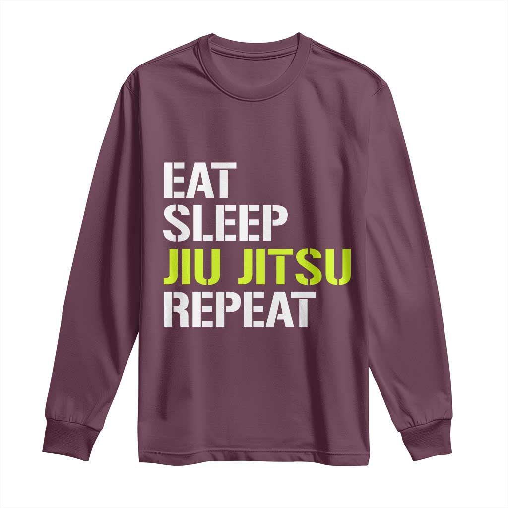Eat Sleep Jiu Jitsu Repeat Long Sleeve Shirt Cool JiuJitsu BJJ - Wonder Print Shop