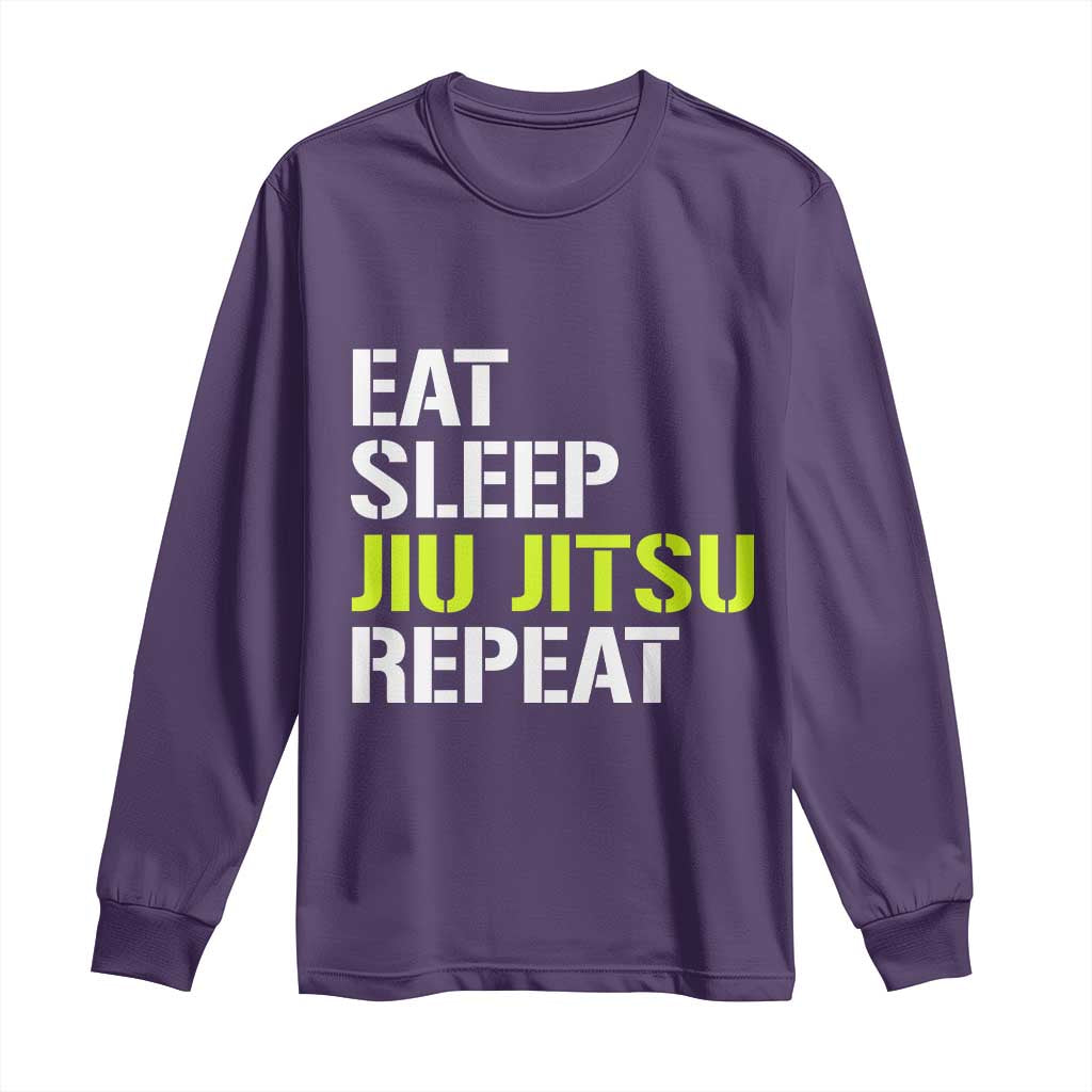 Eat Sleep Jiu Jitsu Repeat Long Sleeve Shirt Cool JiuJitsu BJJ - Wonder Print Shop
