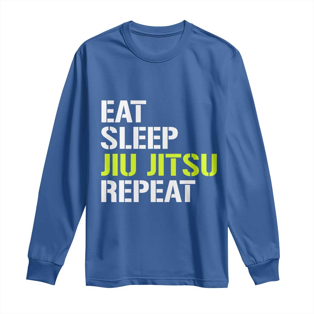 Eat Sleep Jiu Jitsu Repeat Long Sleeve Shirt Cool JiuJitsu BJJ - Wonder Print Shop