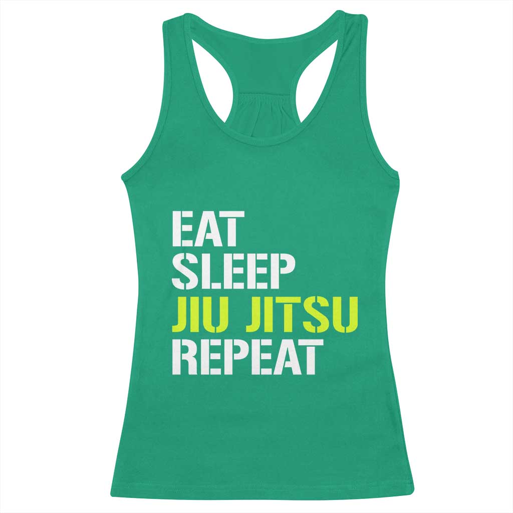 Eat Sleep Jiu Jitsu Repeat Racerback Tank Top Cool JiuJitsu BJJ - Wonder Print Shop