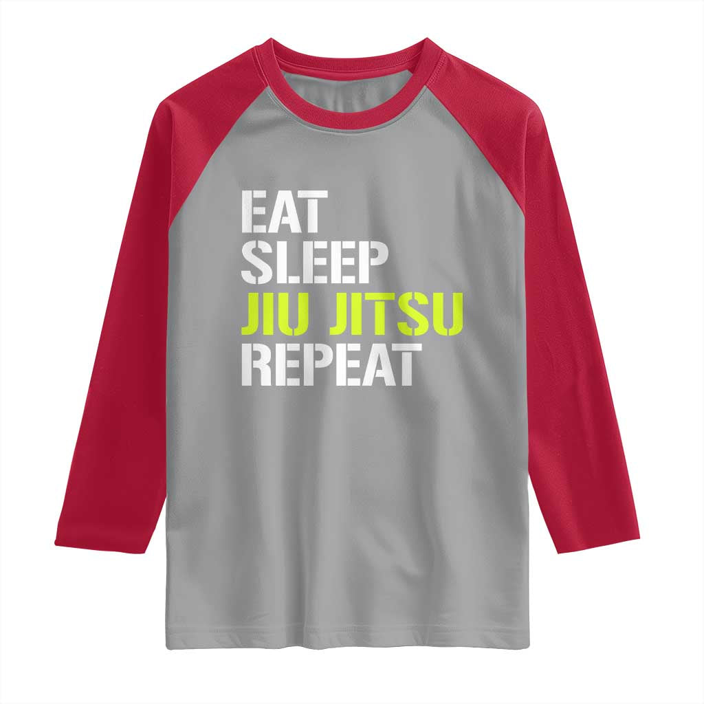 Eat Sleep Jiu Jitsu Repeat Raglan Shirt Cool JiuJitsu BJJ - Wonder Print Shop
