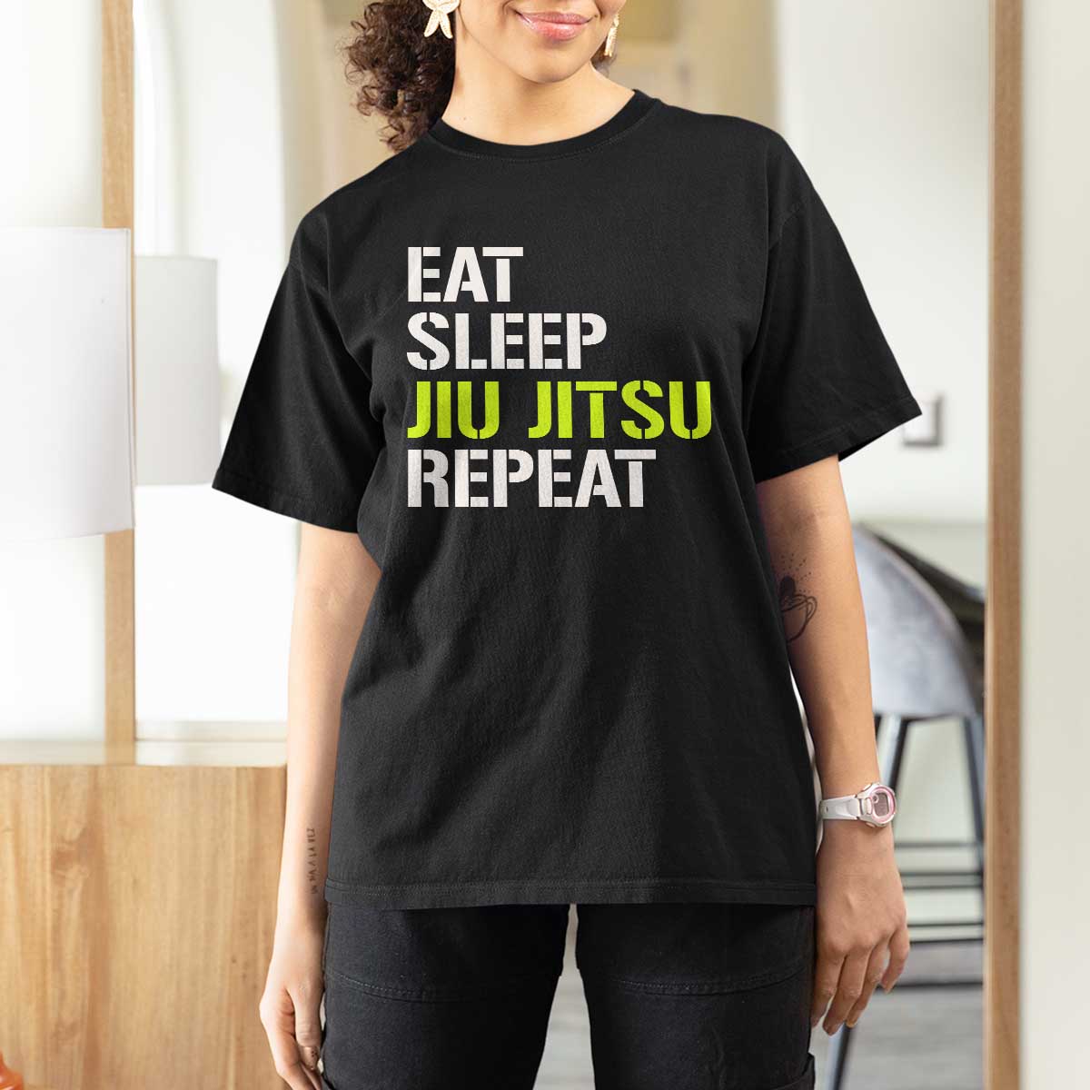 Eat Sleep Jiu Jitsu Repeat T Shirt For Women Cool JiuJitsu BJJ - Wonder Print Shop