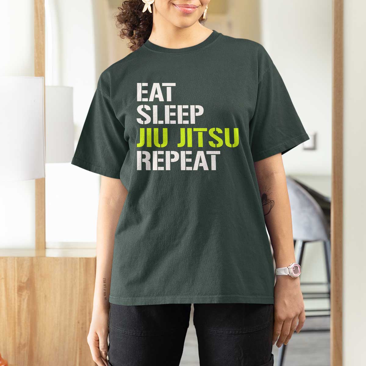 Eat Sleep Jiu Jitsu Repeat T Shirt For Women Cool JiuJitsu BJJ - Wonder Print Shop