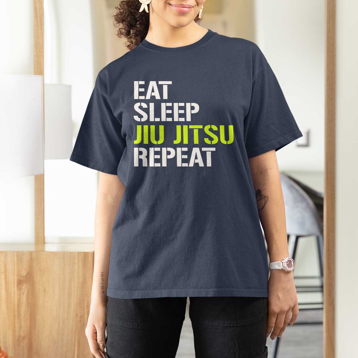 Eat Sleep Jiu Jitsu Repeat T Shirt For Women Cool JiuJitsu BJJ - Wonder Print Shop