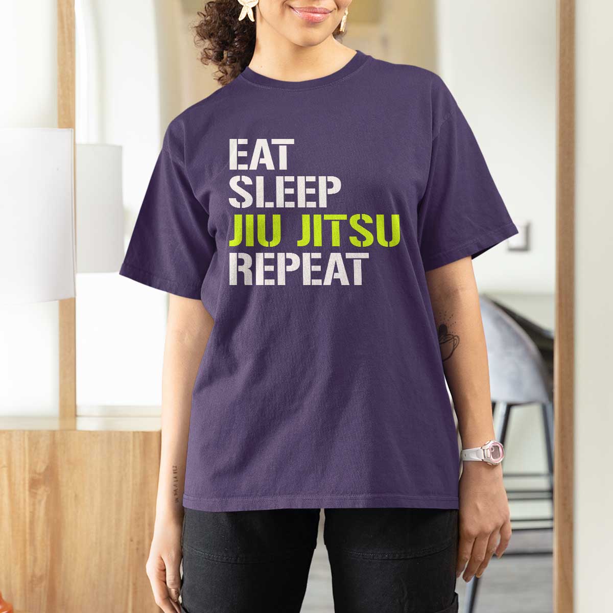 Eat Sleep Jiu Jitsu Repeat T Shirt For Women Cool JiuJitsu BJJ - Wonder Print Shop