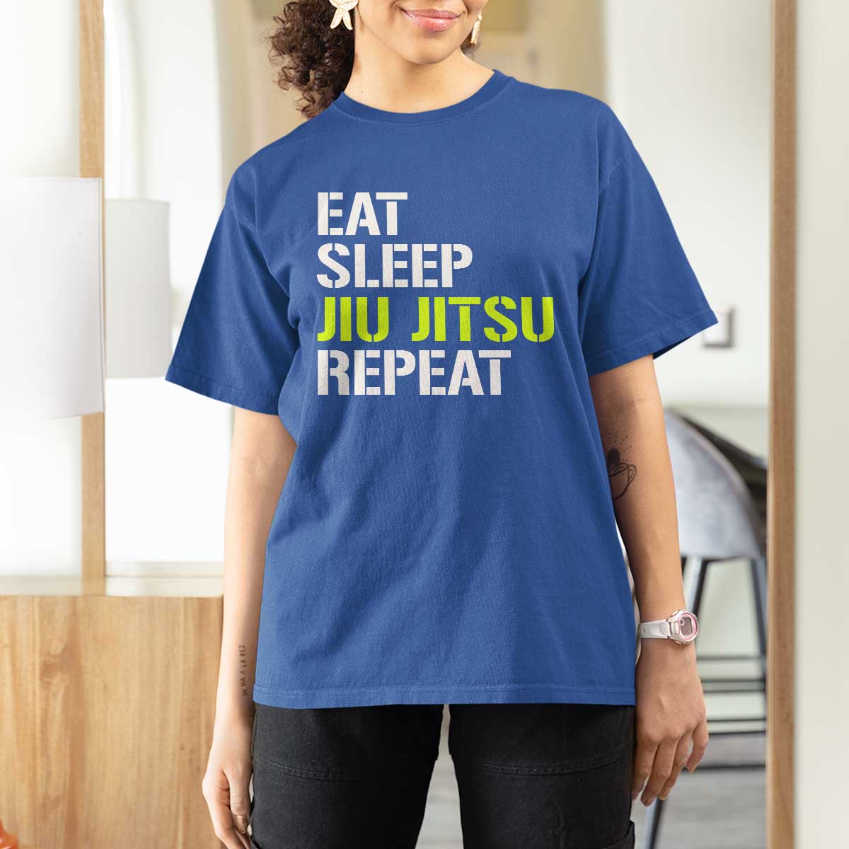 Eat Sleep Jiu Jitsu Repeat T Shirt For Women Cool JiuJitsu BJJ - Wonder Print Shop