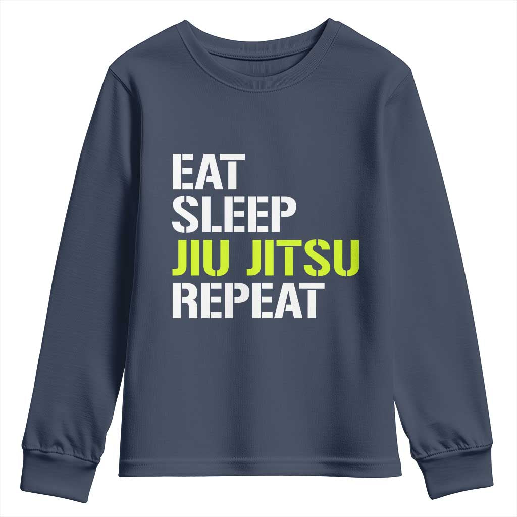 Eat Sleep Jiu Jitsu Repeat Youth Sweatshirt Cool JiuJitsu BJJ - Wonder Print Shop