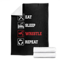 Eat Sleep Wrestle Repeat Throw Blanket Funny Wrestling Gym - Wonder Print Shop