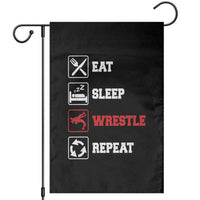 Eat Sleep Wrestle Repeat Garden Flag Funny Wrestling Gym - Wonder Print Shop