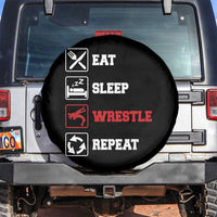 Eat Sleep Wrestle Repeat Spare Tire Cover Funny Wrestling Gym - Wonder Print Shop
