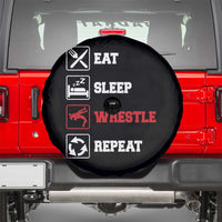 Eat Sleep Wrestle Repeat Spare Tire Cover Funny Wrestling Gym - Wonder Print Shop