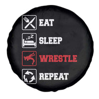 Eat Sleep Wrestle Repeat Spare Tire Cover Funny Wrestling Gym - Wonder Print Shop