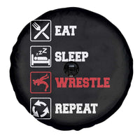 Eat Sleep Wrestle Repeat Spare Tire Cover Funny Wrestling Gym - Wonder Print Shop