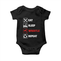 Eat Sleep Wrestle Repeat Baby Onesie Funny Wrestling Gym - Wonder Print Shop
