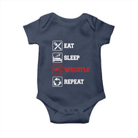 Eat Sleep Wrestle Repeat Baby Onesie Funny Wrestling Gym - Wonder Print Shop