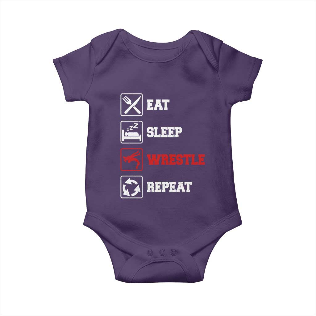 Eat Sleep Wrestle Repeat Baby Onesie Funny Wrestling Gym - Wonder Print Shop