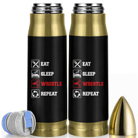 Eat Sleep Wrestle Repeat Bullet Tumbler Funny Wrestling Gym - Wonder Print Shop