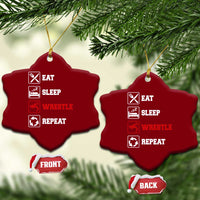 Eat Sleep Wrestle Repeat Ceramic Ornament Funny Wrestling Gym - Wonder Print Shop