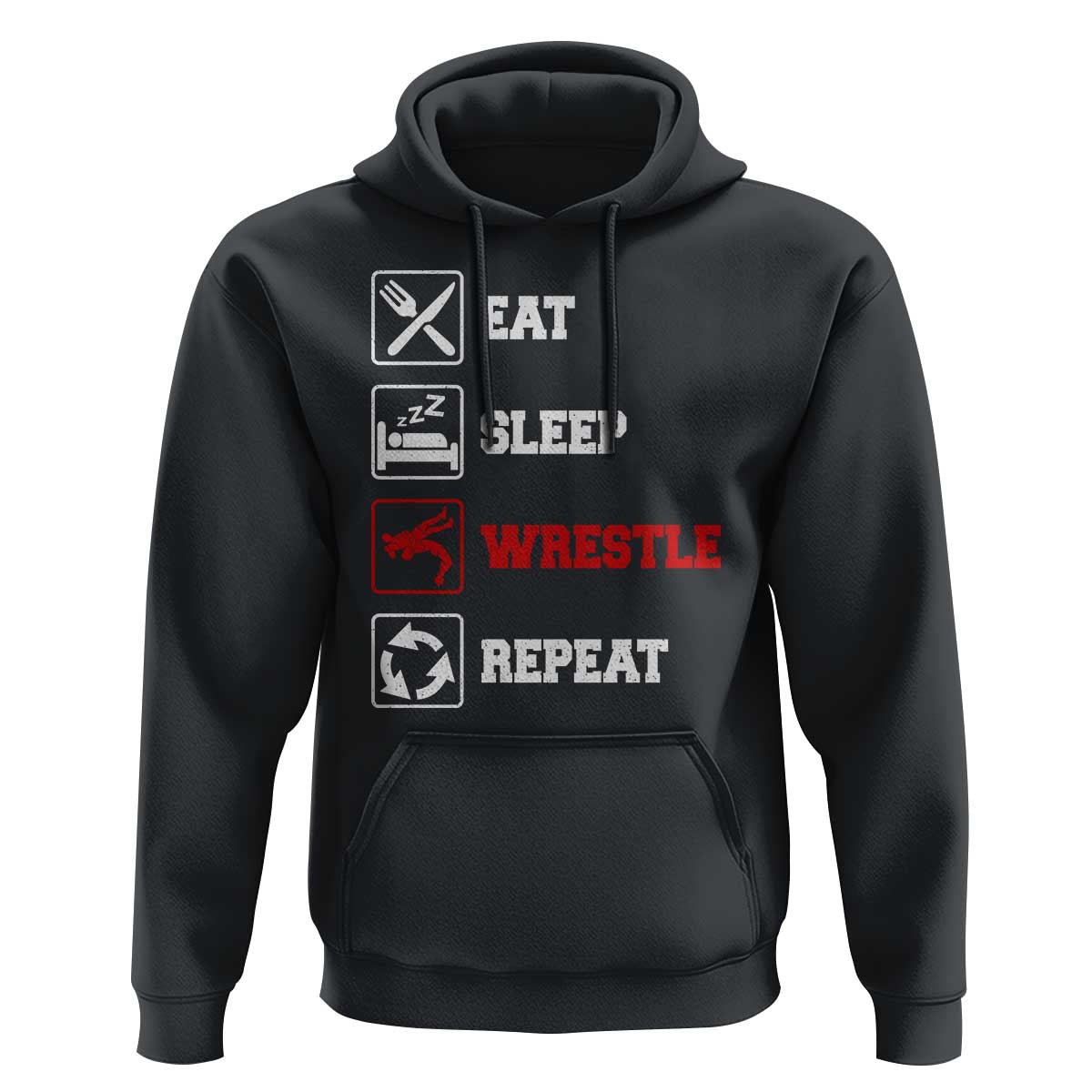 Eat Sleep Wrestle Repeat Hoodie Funny Wrestling Gym - Wonder Print Shop