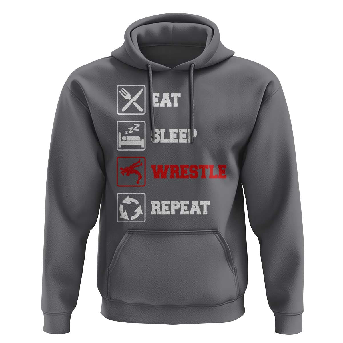 Eat Sleep Wrestle Repeat Hoodie Funny Wrestling Gym - Wonder Print Shop