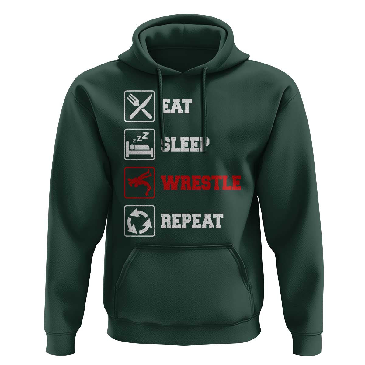 Eat Sleep Wrestle Repeat Hoodie Funny Wrestling Gym - Wonder Print Shop