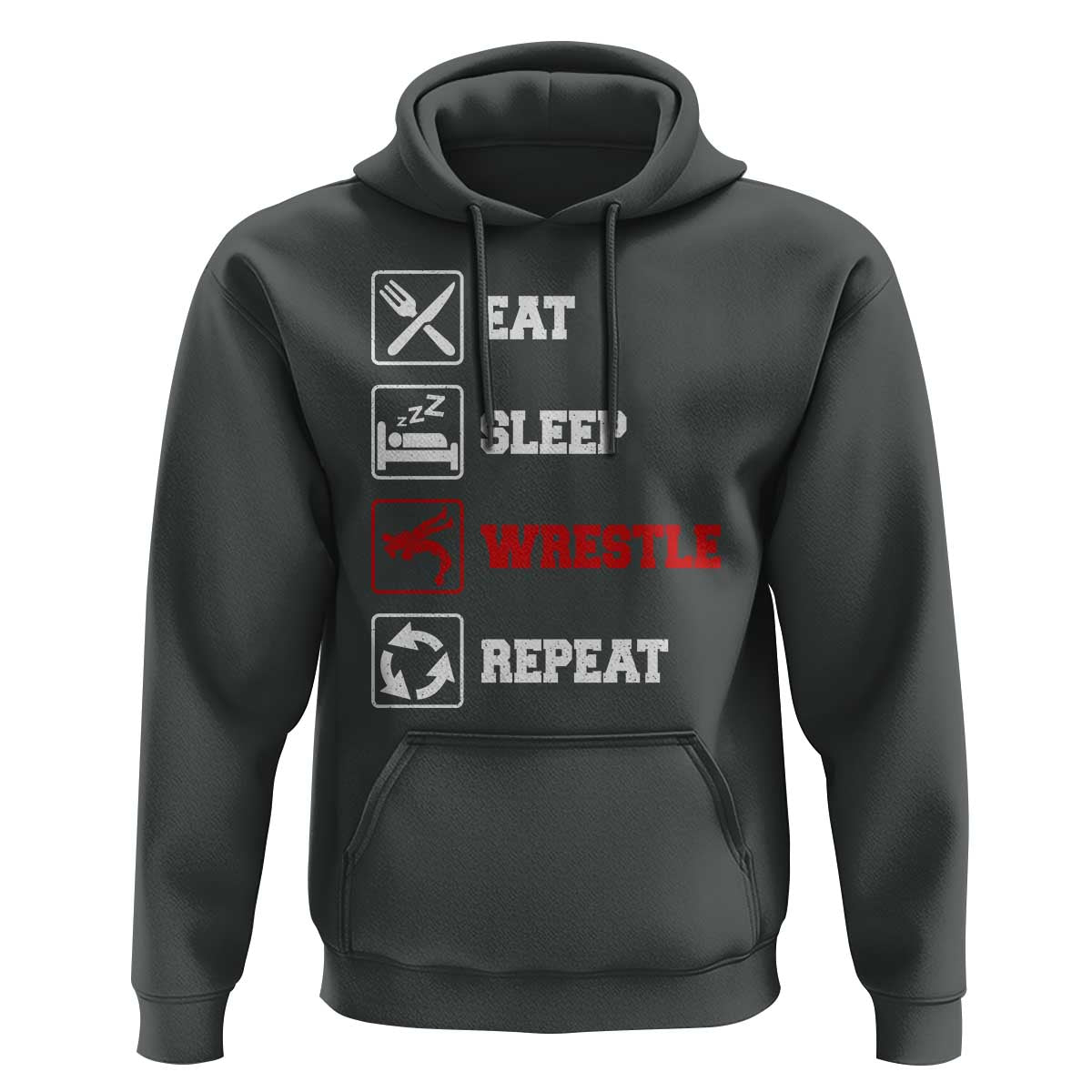 Eat Sleep Wrestle Repeat Hoodie Funny Wrestling Gym - Wonder Print Shop