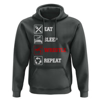 Eat Sleep Wrestle Repeat Hoodie Funny Wrestling Gym - Wonder Print Shop