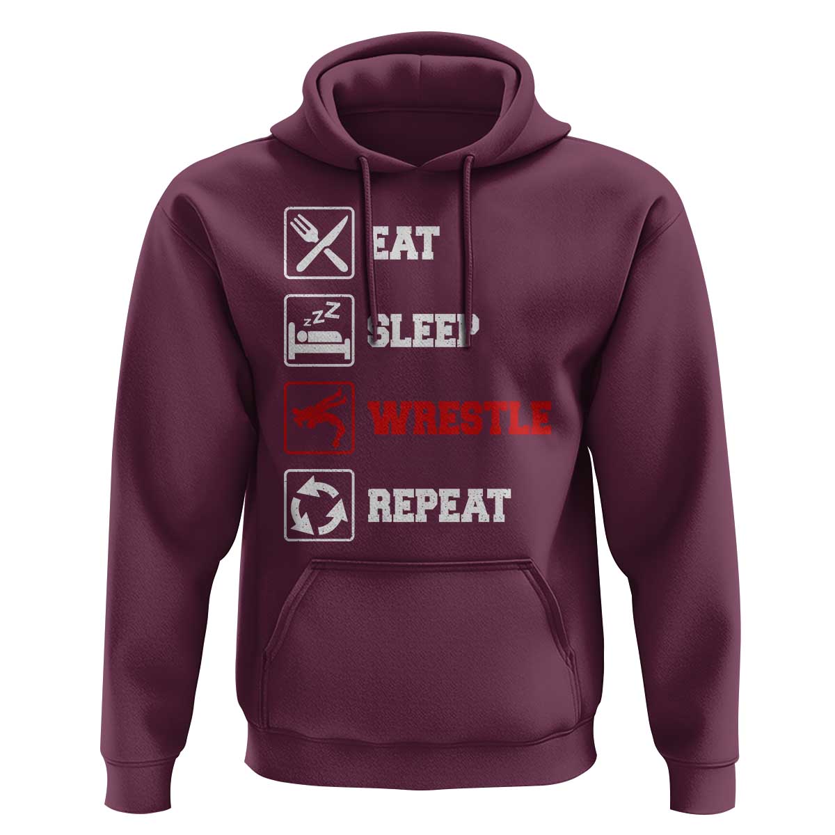 Eat Sleep Wrestle Repeat Hoodie Funny Wrestling Gym - Wonder Print Shop
