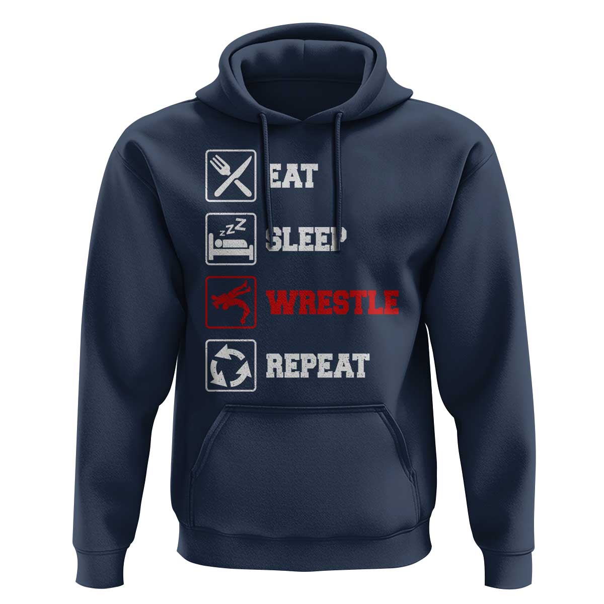 Eat Sleep Wrestle Repeat Hoodie Funny Wrestling Gym - Wonder Print Shop
