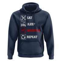Eat Sleep Wrestle Repeat Hoodie Funny Wrestling Gym - Wonder Print Shop