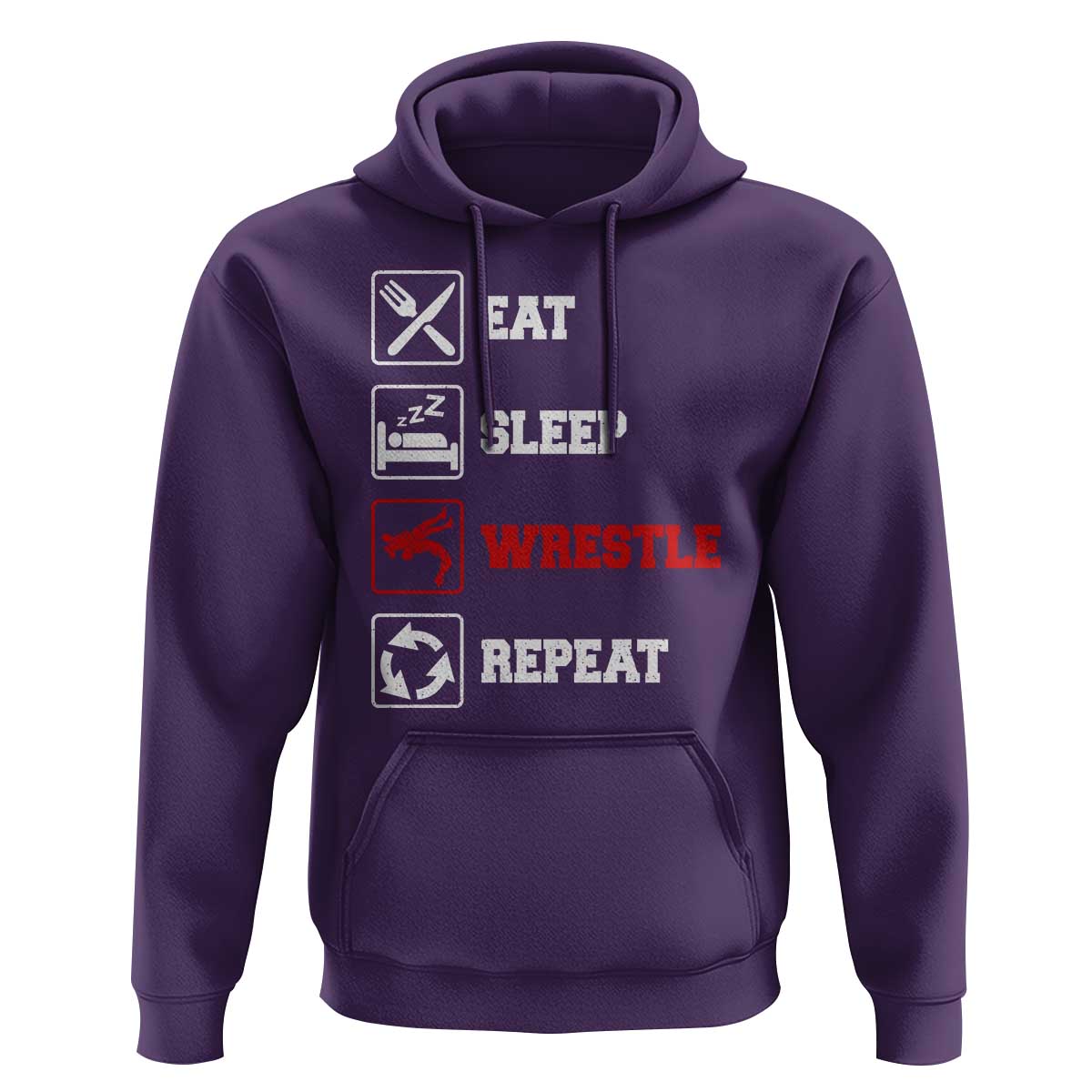 Eat Sleep Wrestle Repeat Hoodie Funny Wrestling Gym - Wonder Print Shop